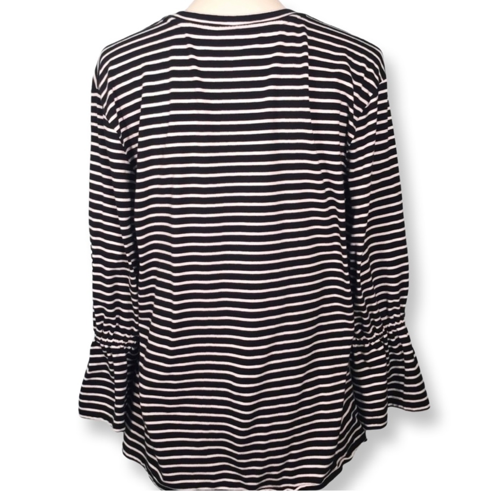 LOFT Striped Long Sleeve Top with Red Floral Embroidery - Picture 8 of 9